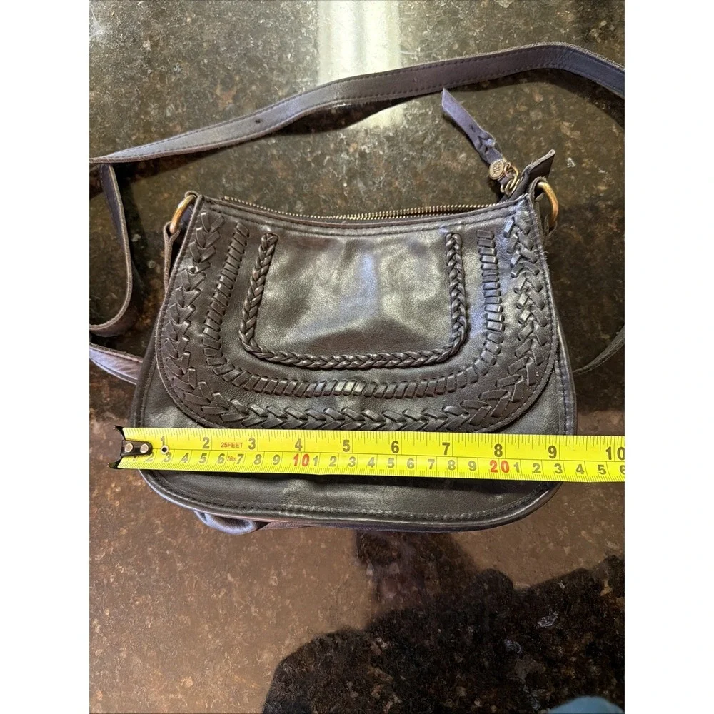 The Sak Black Leather Crossbody Braided Boho Concert Rodeo Purse‎ Handbag Hippie